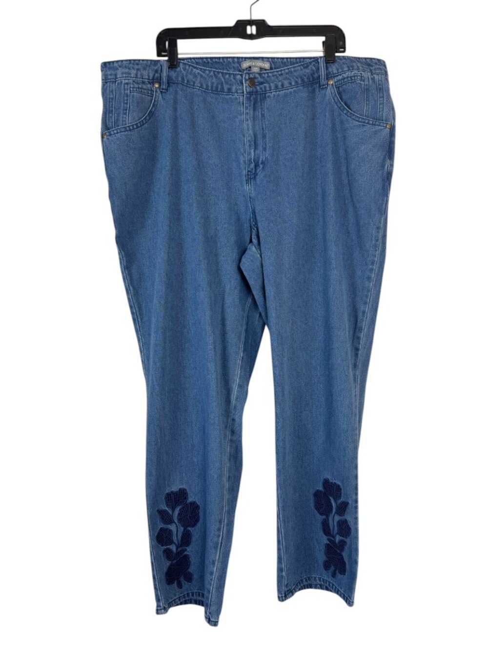 Jessica London NEW Straight Leg Denim Jeans Plus Size 22W Crochet Cut Out Casual